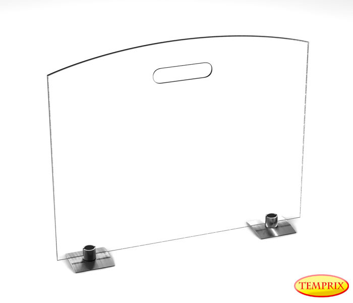 Parawan Classic, przezroczyste szkło 540mm x 600mm z nogami ze stali nierdzewnej